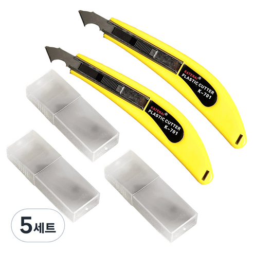 모나코올리브 아크릴 커터 컷팅 칼 2p + 기본칼날 6p + 추가칼날 30p 세트, 노랑(칼), 5세트