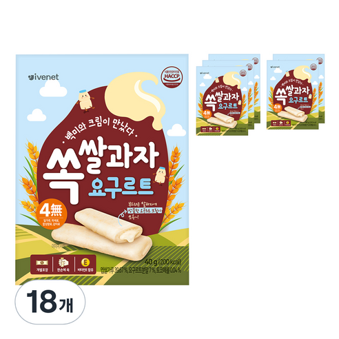 아이배냇 쏙 쌀과자 요구르트 40g, 18개