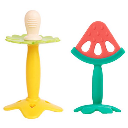 베이비앤아이 실리콘 치발기, 노리개 + 수박, 혼합색상