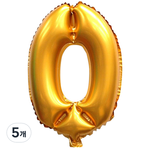 조이하우스 골드 숫자 호일풍선, 0, 5개