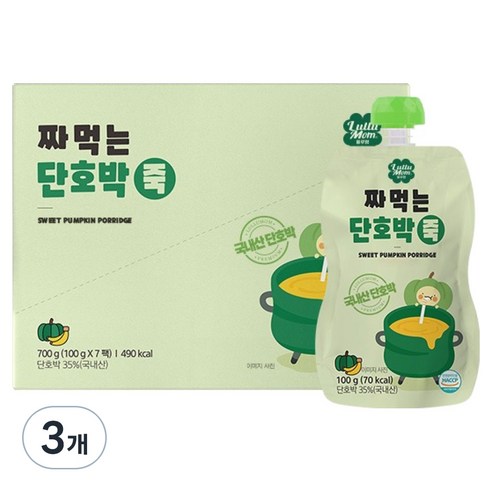 또또맘 짜먹는 단호박죽 100g x 7p, 단호박맛, 3개
