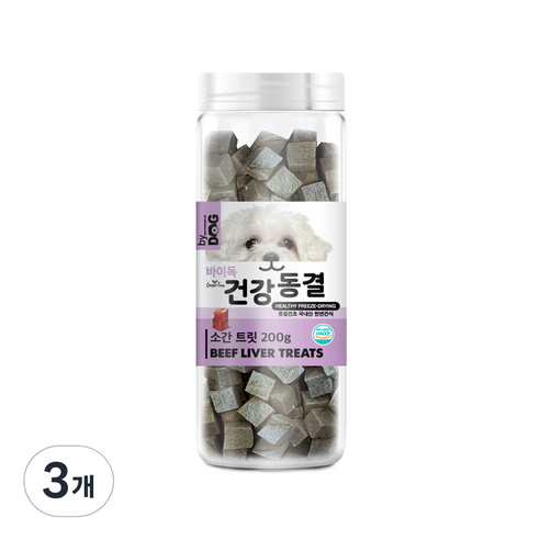 바이독 건강동결 강아지 간식 200g, 소간맛, 3개