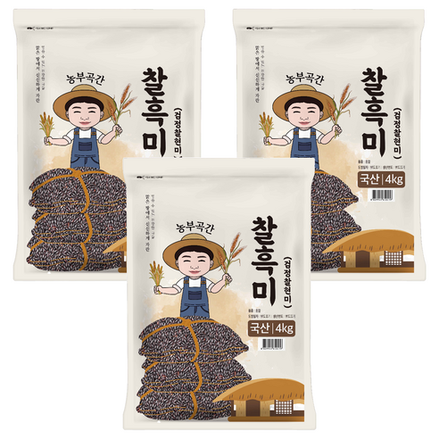 농부곡간 국산 찰흑미, 4kg, 3개