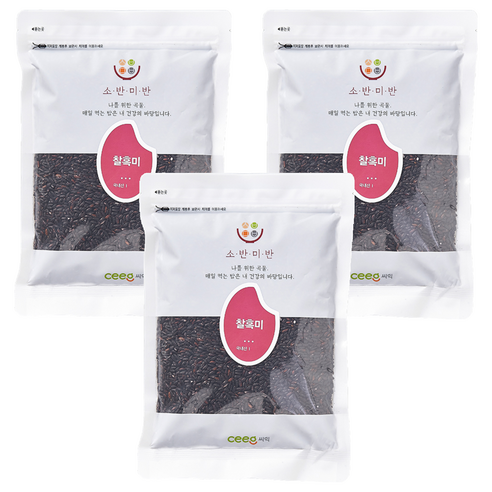 씨익 소반미반 찰흑미, 500g, 3개