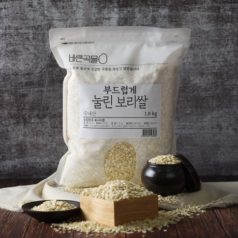 바른곡물 압맥 부드럽게 눌린 국산 보리쌀, 1.8kg, 1개