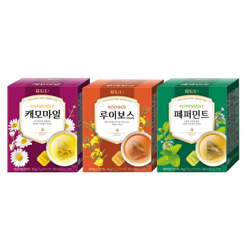 담터 삼각티백 루이보스 차 1.5g 10p + 캐모마일 1g 10p + 페퍼민트 0.8g 10p, 1세트