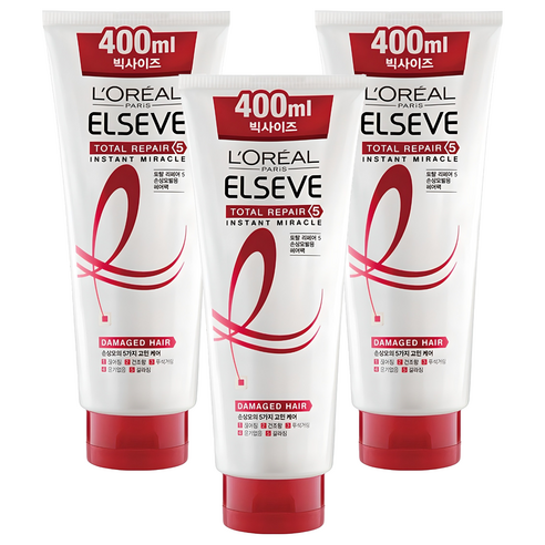 로레알파리 엘세브 토탈 리페어5 인스턴트 미라클 헤어팩, 400ml, 3개