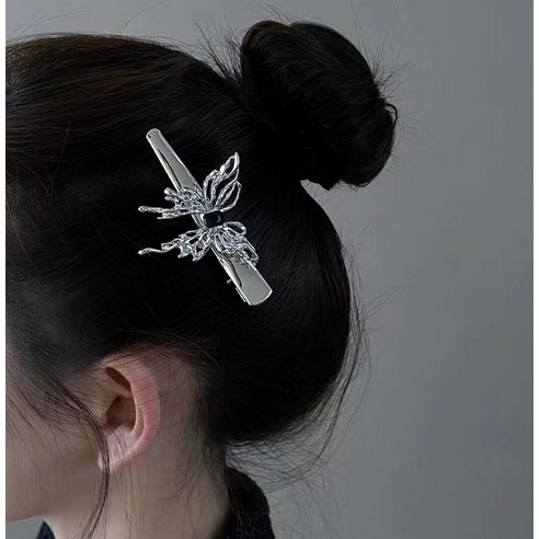 쏘앤영 실버 비녀 나비 집게핀