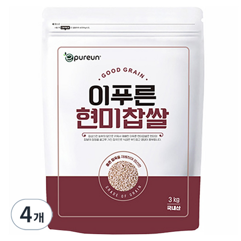 이푸른 국산 현미찹쌀, 3kg, 4개