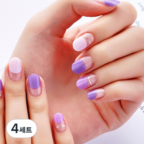 넬로 팔레트 젤 네일 스티커, 심플리퍼플, 4세트