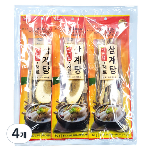 몸애조화 사계절 삼계탕 재료 3p, 60g, 12개