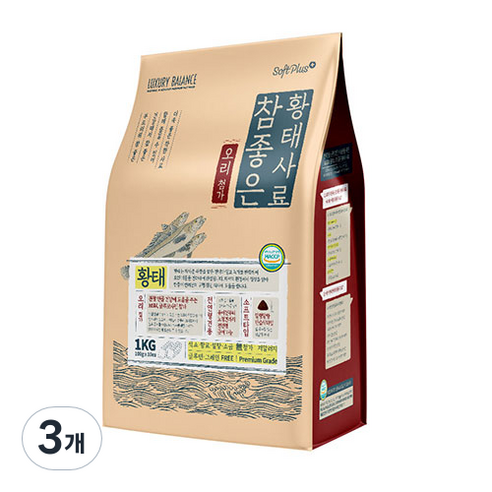 소프트플러스 전연령 참좋은 황태 강아지 소프트사료, 오리, 1kg, 3개