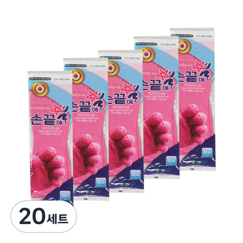 손끝에별 고무장갑 중 M, 분홍, 20세트