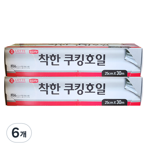 롯데이라이프 착한 쿠킹호일, 30m, 6개
