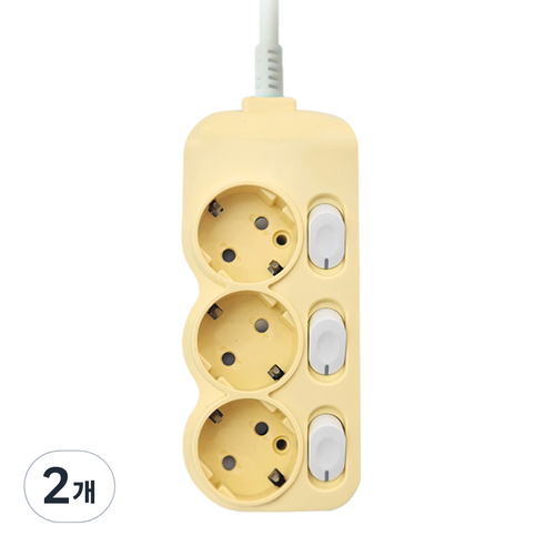 에코파워탭 개별 컬러 멀티탭 3구 CEPM-303C, 40cm, 크림바닐라, 2개