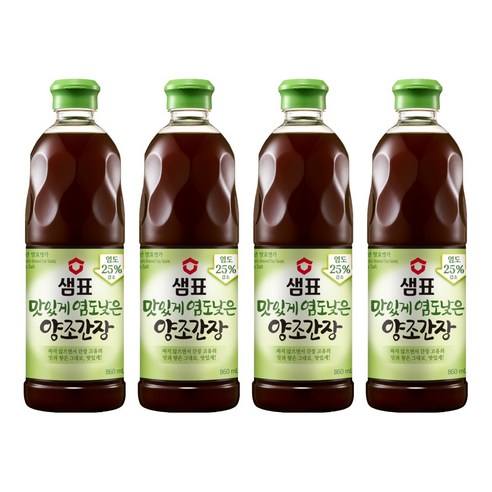샘표 맛있게 염도낮은 양조간장, 860ml, 4개