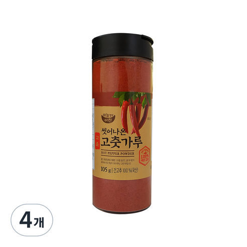 하늘정성내리찬 국산 씻어나온 고춧가루 양념용, 105g, 4개
