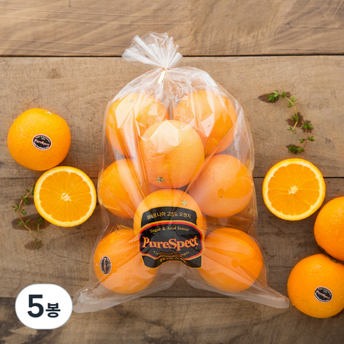 퓨어스펙 고당도 오렌지, 1.3kg(6-9입), 5봉