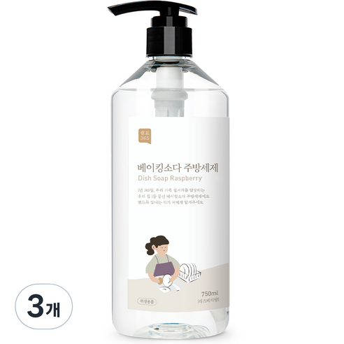 쉼표365 베이킹소다 주방세제 라즈베리향, 750ml, 3개