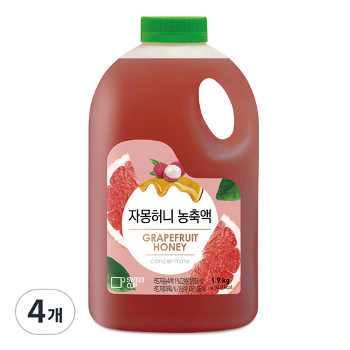 스위트컵 자몽허니 농축액, 1.9L, 4개