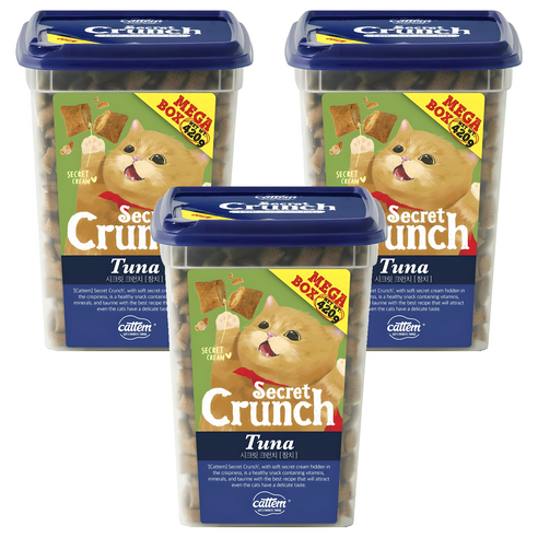캣템 시크릿 크런치 메가박스 고양이 간식, 참치, 420g, 3개