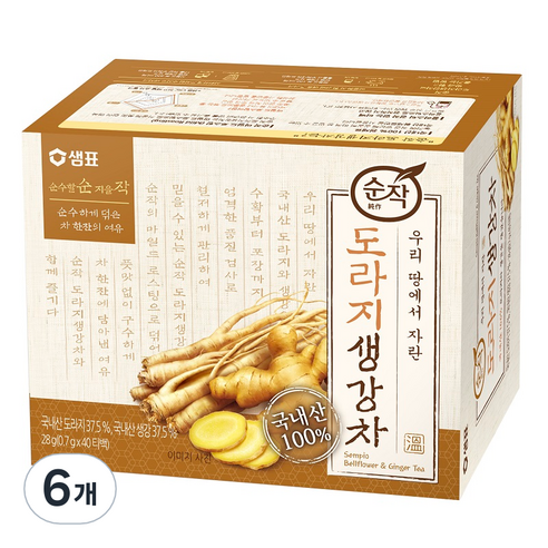 순작 도라지 생강차, 0.7g, 40개입, 6개