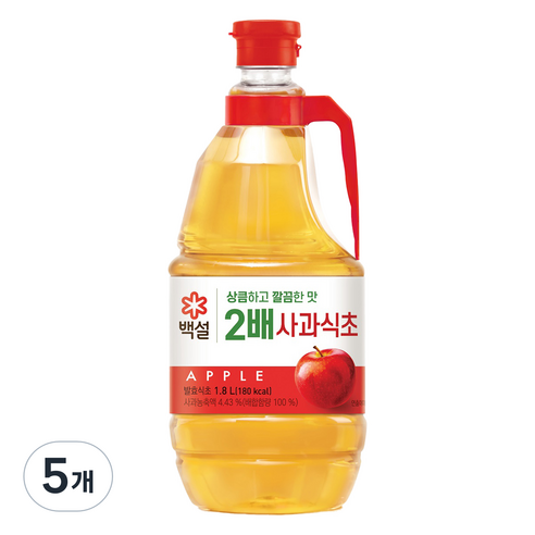 백설 2배 사과식초, 1.8L, 5개