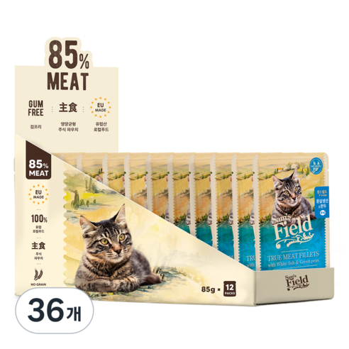 샘스필드 전연령 고양이 주식파우치, 흰살생선, 85g, 36개