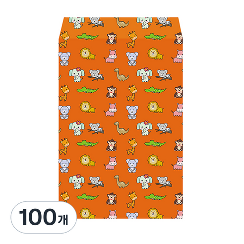 단비나인 아기동물 종이봉투 14.5 x 21 cm, 100개, 주황색