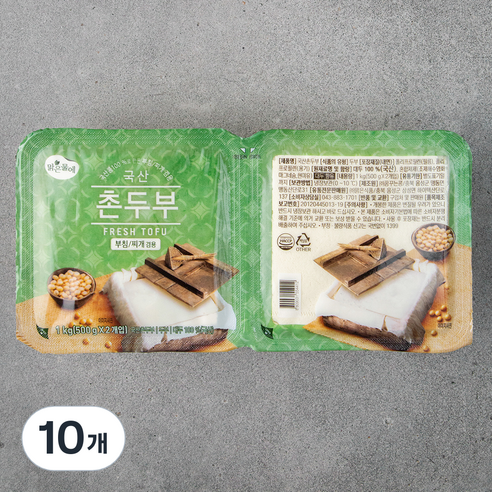 맑은물에 국산촌두부, 500g, 10개