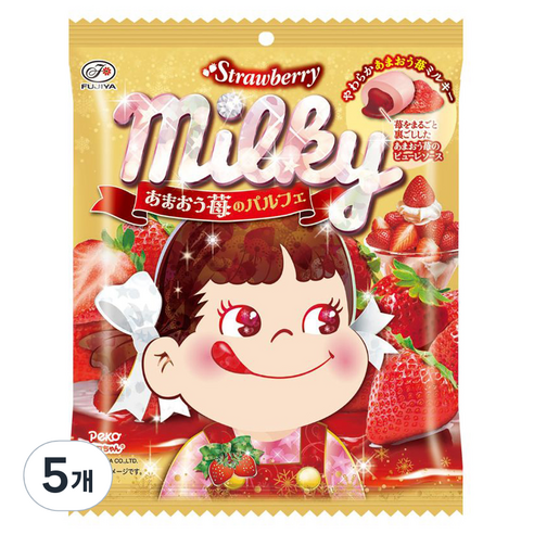 후지야 밀키 캔디 딸기맛, 5개, 65.8g