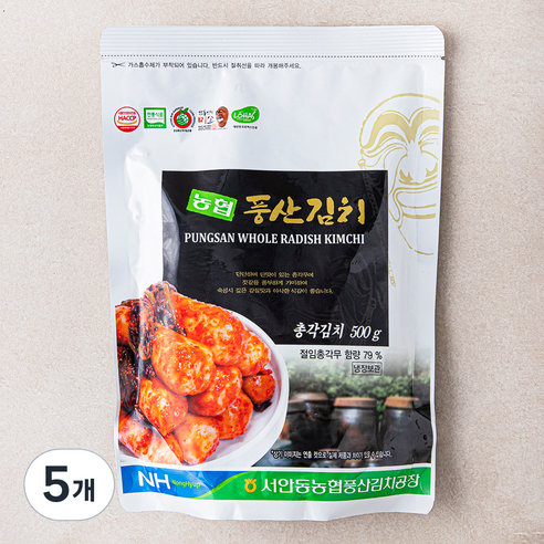 풍산김치 농협 총각김치, 500g, 5개