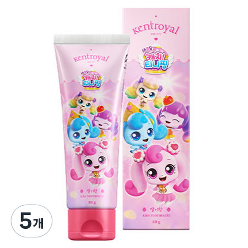 켄트로얄 캐치티니핑 키즈 어린이 야채 치약 딸기향, 80g, 5개