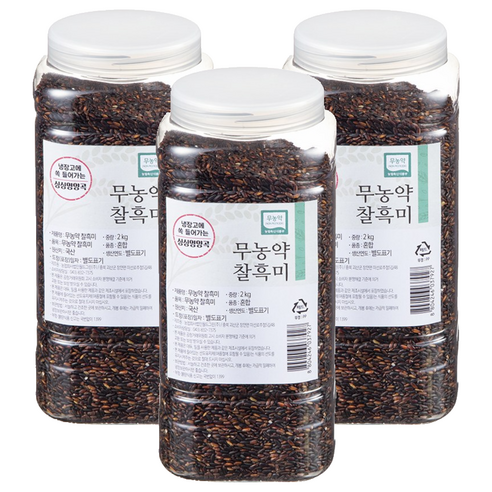 월드그린 싱싱영양통 무농약 검정 찰흑미, 2kg, 3개