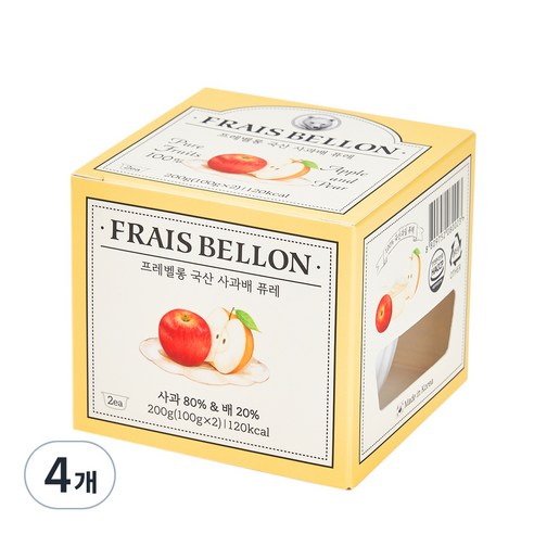 프레벨롱 국산 과일퓨레, 사과배, 200g, 4개