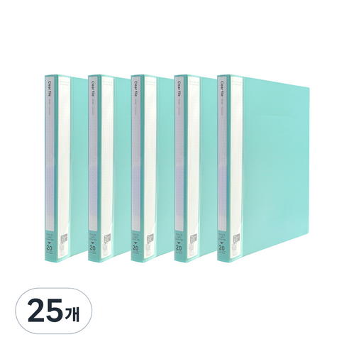 인디 클리어파일 A4 20매, Mint, 25개