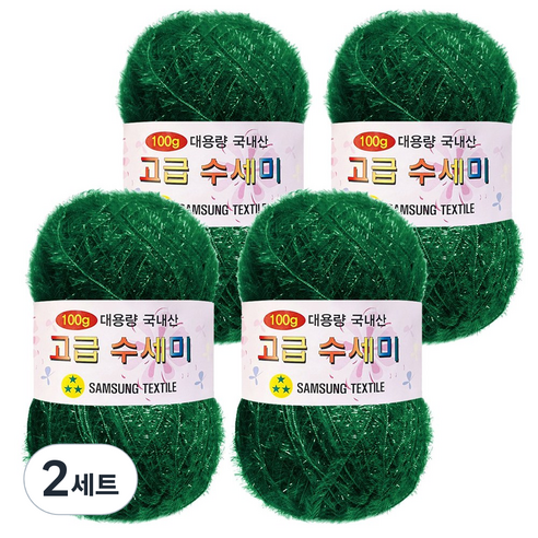 yarna 100g 대용량 고급수세미 뜨개실 4p + A인쇄도안 8종 세트, 104 진초록, 2세트