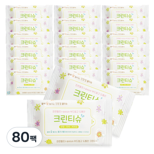 크린티슈 물에 잘풀어지는 친환경 물티슈, 10매, 80개