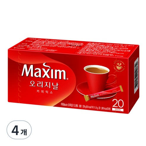 맥심 오리지날 커피믹스, 11.8g, 20개입, 4개