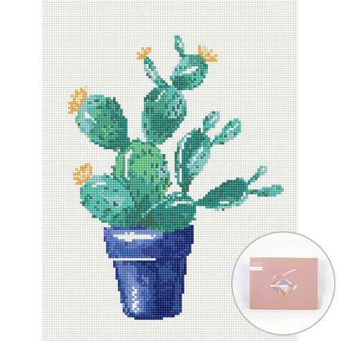아트조이 DIY 보석십자수 캔버스형 30 x 40 cm, 꼬마 선인장, 1세트
