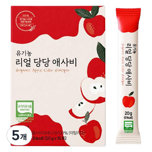 리얼당당 유기농 애사비 발효식초 스틱, 5개, 300g
