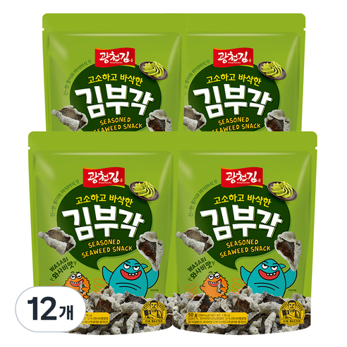 광천김 고소하고 바삭한 김부각 와사비맛, 50g, 12개