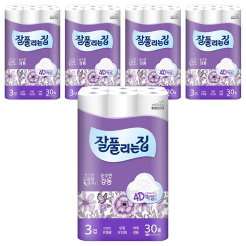 잘풀리는집 감동 롤화장지 25m, 30롤, 5개