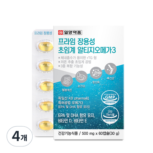 일양약품 프라임 장용성 초임계 알티지 오메가3 60p, 60정, 4개