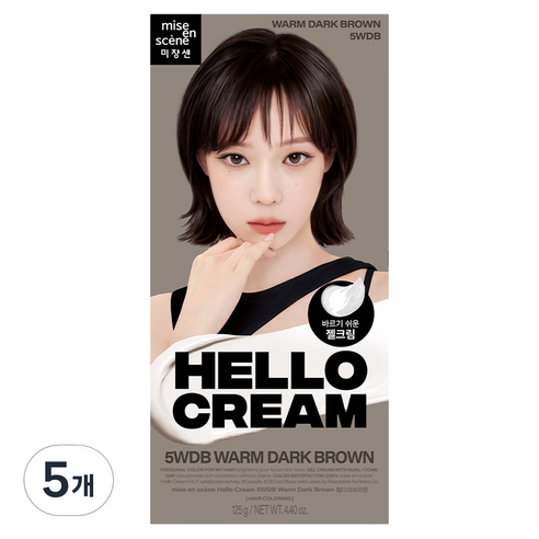 미쟝센 뉴 헬로크림 염색제, 웜다크브라운, 5개