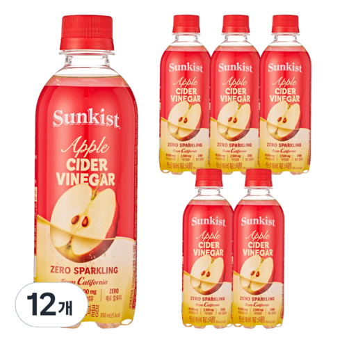 썬키스트 애사비 제로 스파클링 탄산음료, 350ml, 12개