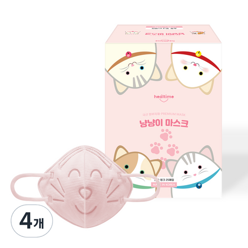 힐타임 냥냥이 마스크 소형, 25개입, 4개, 핑크