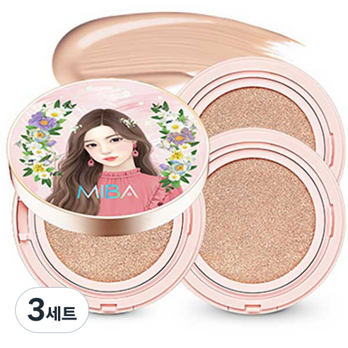 미바 왕쿠션 시즌2 대용량 25g 본품 + 25g 리필 2P, 21호 화사한피부, 3세트