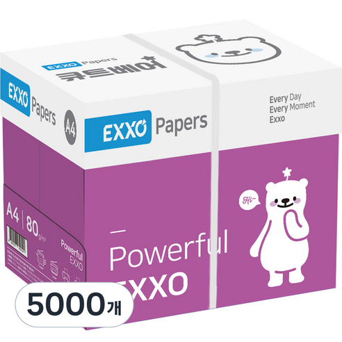 엑소 큐트베어 복사용지 80g, A4, 5000개
