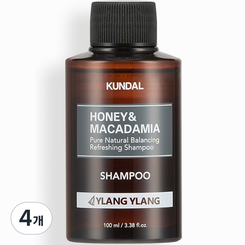 쿤달 허니 앤 마카다미아 네이처 샴푸 일랑일랑향, 100ml, 4개